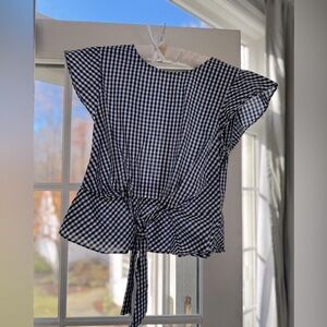 Lucy Paris (from  Bloomingdale’s) blue and white with tie in front size M